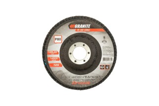Диск шлифовальный лепестковый конусный ZIRCONIA Т29 зерно 80 125*22 мм GRANITE 8-32-080 фото 1