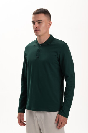 Поло Чоловіче AndreStar з довгим рукавом 7074 Темно-зелений (557326) фото 3