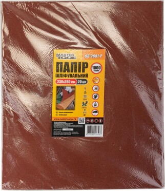 Папір шліфувальний водостійкий Р1000 230*280 мм, 20 шт MASTERTOOL 08-2681-Р (522456) фото 2