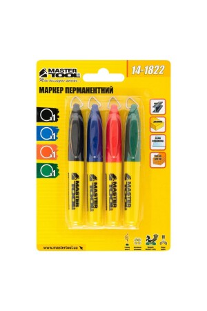 Маркер перманентный цветной, упак. 4шт MASTERTOOL 14-1822 (523451) фото 1