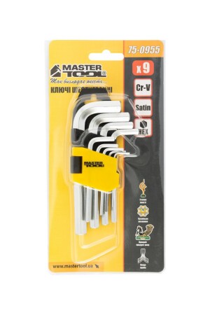 Ключи шестигранные набор 9 шт CrV короткие MASTERTOOL 75-0955 (522818) фото 3