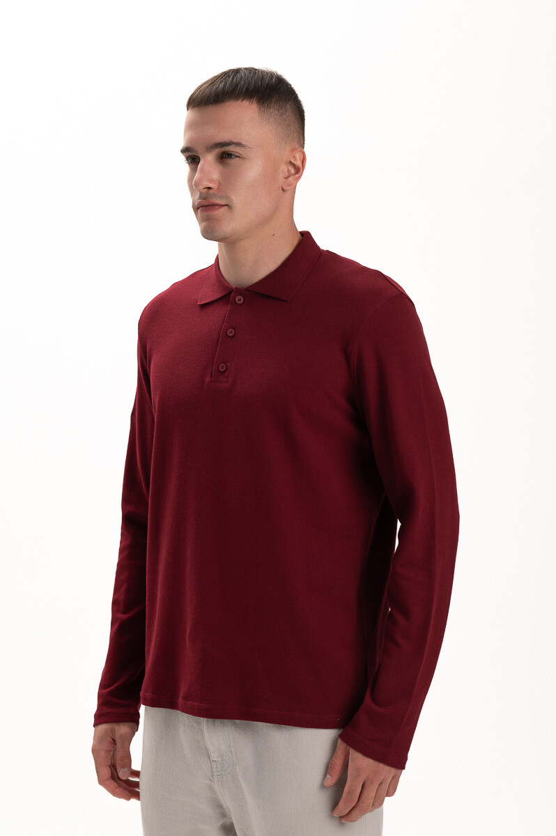 Поло Чоловіче AndreStar з довгим рукавом Бордовий (557331) фото 3