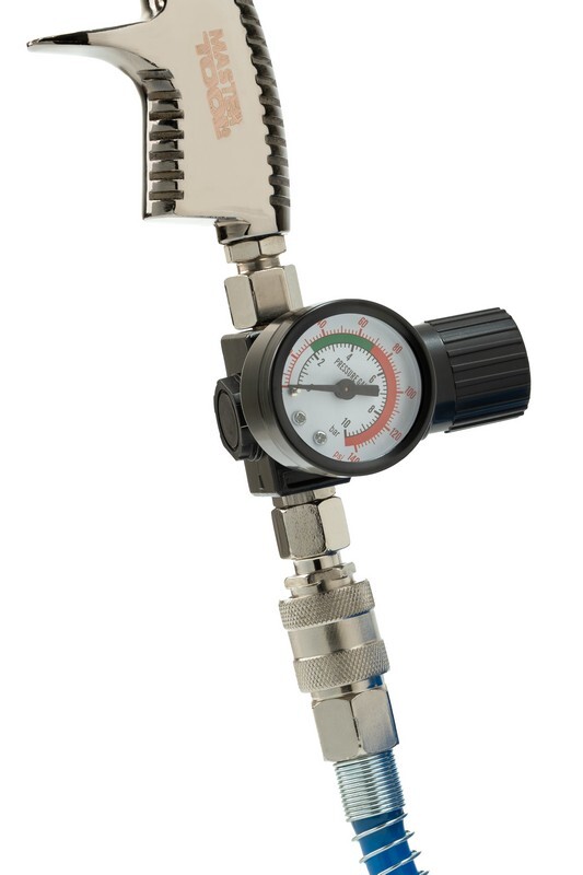 Краскопульт LVLP СБ 600 мл, пластик, Ø 1,3 мм, 125-170 лмін, 1,5-2,5 бар з манометром MASTERTOOL 80-8810 (524095) фото 3