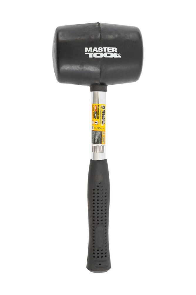 Киянка гумова чорна 80 мм 900 г металева рукоятка MASTERTOOL 02-1304 (523730) фото 1