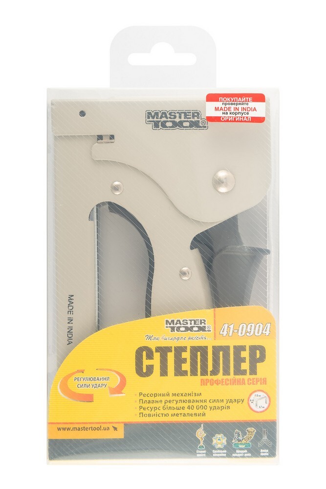 Степлер ресорний ПРОФІ для скоби 4-14 мм 11,3 * 0,7 мм, плавне регулювання сили удару, корпус метал MASTERTOOL 41-0904 (523570) фото 5