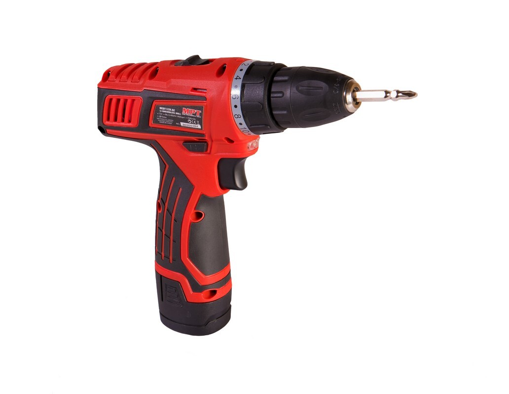 Дрель-шуруповерт аккумуляторная 12VLi-ion,1.5 Ач, 2 скор, 0-4001450 обмин, 10мм,2 АКБ,кейс MPT MCDT1226.B2 (523863) фото 5