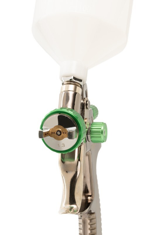 Краскопульт LVLP СБ 600 мл, пластик, Ø 1,3 мм, 125-170 лмін, 1,5-2,5 бар з манометром MASTERTOOL 80-8810 (524095) фото 1