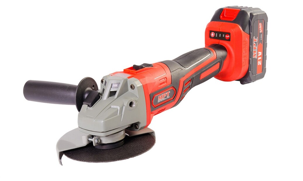Машина кутошліфувальна акумуляторна 125 мм., 21V Li-ion, 4 Ач, 2 скор., Пластиковий кейс, ключ MPT MCAG2103.A1 (523943) фото 1