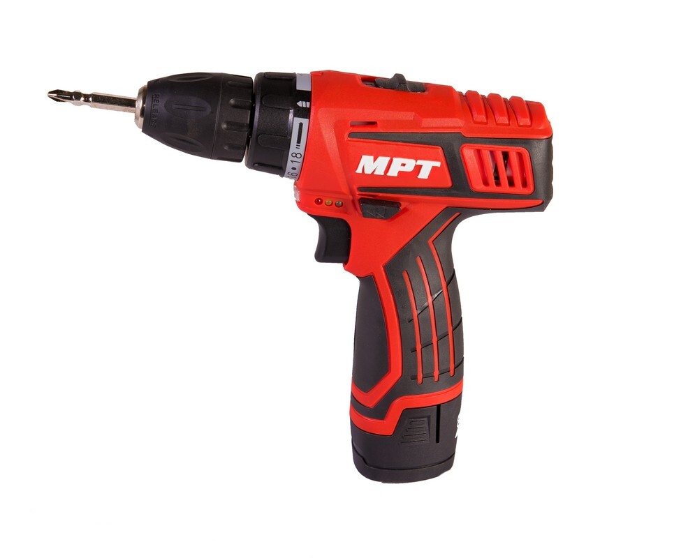 Дрель-шуруповерт аккумуляторная 12VLi-ion,1.5 Ач, 2 скор, 0-4001450 обмин, 10мм,2 АКБ,кейс MPT MCDT1226.B2 (523863) фото 3
