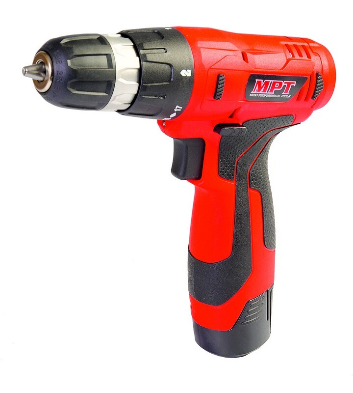 Дрель - шуруповерт аккумуляторная 12V, Li-ion,1.3 Ач, 0-700 обмин., 0-10 мм, 2 АКБ, кейс MPT MCDT1215.B2 (523907) фото 1