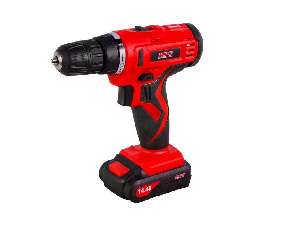 Дрель-шуруповерт аккумуляторная 14.4VLi-ion,1.3 Ач, 2 скор, 0-4001450 обмин, 10мм,2 АКБ,кейс MPT MCDT1423.A2 (523886) фото 2