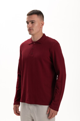 Поло Чоловіче AndreStar з довгим рукавом Бордовий (557331) фото 3