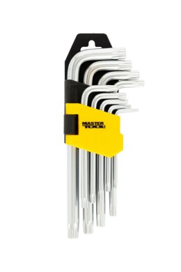 Ключі TORX набір 9 шт CrV короткі (Т10-Т50 L55-133мм) MASTERTOOL 75-0960 (522753) фото 1