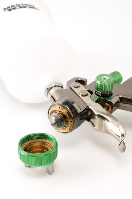 Краскопульт LVLP СБ 600 мл, пластик, Ø 1,3 мм, 125-170 лмін, 1,5-2,5 бар з манометром MASTERTOOL 80-8810 (524095) фото 2