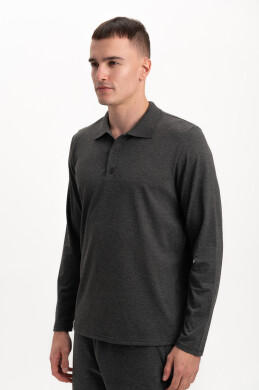 Поло Мужское AndreStar с длинным рукавом 7077 темно серый (557327) фото 3