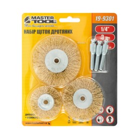 Brushed brass corrugated wire brushes 3 pcs MASTERTOOL 19-9301 фото 3
